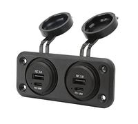 Jeffergarden Cargador de Coche de Doble Puerto, Adaptador USB Tipo C QC3.0 con Características de Seguridad y Carga Rápida para Coches, Caravanas, Barcos, Motocicletas