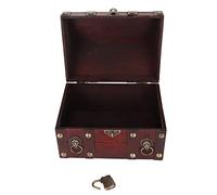 Jeffergarden Combinada Caja de Tesoros de Madera Caja de Almacenamiento de Joyas Artesanales con Acentos de Metal de Seguridad de Decoración del Hogar Compacta (6300J-01GK10 RETRO RED)