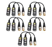 Jeffergarden Conector Balun de Vídeo de 5 Pares, ABS, Protección de Luz, Transmisor de Par Trenzado para HD CVI AHD TVI CVBS, Distancia de Transmisión 400m para Sistemas de Vigilancia