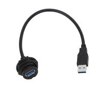 Jeffergarden Conector de Datos a Prueba de Agua Cable de Extensión Dual USB 3.0 Macho Hembra Confiable para Uso Industrial Dispositivos de Comunicación Montaje en Panel 0.3 Metros