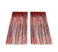 Jeffergarden Cortina de Flecos de Aluminio Serpentinas de Pet Plateadas Telón de Fondo Paquete de 2 Cortinas de Pared Brillantes para Fiesta de Graduación Decoración de Compromiso de Boda con (Rojo)