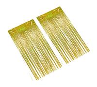 Jeffergarden Cortina de Flecos de Aluminio Serpentinas de Pet Plateadas Telón de Fondo Paquete de 2 Cortinas de Pared Brillantes para Fiesta de Graduación Decoración de Compromiso de Boda con (Gold)