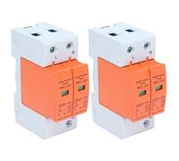 Jeffergarden Dispositivo de Protección SPD 2P AC 420V Descargador de Voltaje, Protector contra Sobretensiones de Material de PC con Ventana Visual, Instalación de Riel, Hebilla Antigrietas para