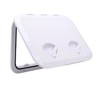 Jeffergarden Escotilla para Barcos ABS Tapa de Escotilla de Acceso a Cubierta Marina 17,3 X 12,4 Pulgadas Rectangular Resistente a la Intemperie Bisagra de 180 Grados Cubierta de Bloqueo (White)