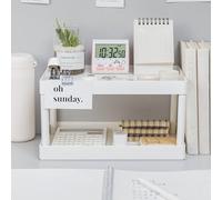 Jeffergarden Estante de Almacenamiento de Doble Capa, Organizador de Escritorio de Plástico para Maquillaje, Papelería, Suministros de Oficina, Estante de Estilo Simple de 2 Niveles con Fácil