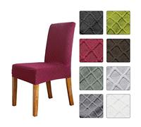 Jeffergarden Fundas para Sillas Funda Elástica para Comedor, Funda para Silla De Comedor De Tela En Relieve De 45 A 60 Cm, Protección De Asiento Antideslizante Extraíble Lavable para Cocina, Hogar,