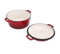 Jeffergarden Horno Holandés de Hierro Fundido Esmaltado, Olla de 5QT con | Cocotte de doble , retención constante del calor, estofado y horneado, uso desde la estufa hasta el horno