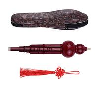 Jeffergarden Hulusi Chino, Flauta de Cucurbits de Doble Tono para Principiantes en la Llave de C con Calabaza Tallada a Mano, Tuberías de bambú y Nudo Chino