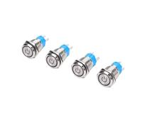 Jeffergarden Interruptor de Botón, Enclavamiento 15A 16mm Azul LED IP67 | Botón de Encendido, Acero Inoxidable 304, Toma de Cableado, LED AC DC, Paneles Marinos para Exteriores, Control 1NO SPST
