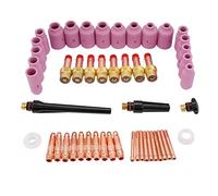 Jeffergarden Kit de Consumibles de Cuerpo de Pinza de Lente de Gas TIG de 51 Piezas Compatible con Antorcha de Soldadura WP 17/18/26 con Boquillas de Lente de Gas, Malla y Cerámica, para Antorcha de