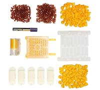 Jeffergarden Kit de Cría de Abejas, Juego de Jaulas de Plástico para Cría de Reinas con Botella de Marcado y Caja de, 50 Jaulas, 300 Tazas, 100 Soportes para Apicultores Principiantes, Trabajo en