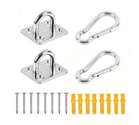 Jeffergarden Kit de Gancho de Ojo con Almohadilla de Acero Inoxidable 304, Juego de Gancho de Placa de Ojo Resistente con Base de 8mm y Tornillos para Aplicaciones (2 Base 8mm + 2 Ganchos de Resorte