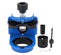 Jeffergarden Kit de Instalación de Perilla de Puerta con Plantilla de Plástico, Sierra Perforadora de Acero Al Carbono para Puertas de Madera de 1-3/8 a 1-3/4 Pulgadas, Azul