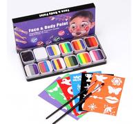 Jeffergarden Kit de Pintura Facial de 30 Colores con Pintura y Pinceles a Base de Agua de Fácil Limpieza para Fiestas de Disfraces de Halloween y Artistas (3)