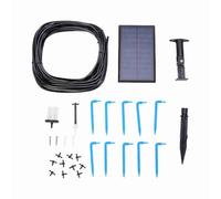 Jeffergarden Kit de Riego por Goteo Solar, Dispositivo de Riego Automático ABS con 10 Goteros, Manguera de 10 M, 1500 MAh, IP65, Temporizador de Agua Automático para Interiores, Exteriores, (BLACK)