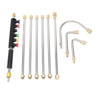 Jeffergarden Kit de Varilla de Extensión para Lavadora a Presión, Varilla de Extensión para Lavadora Eléctrica de Latón y Acero Inoxidable con 7 Varillas Rectas, 3 Varillas Curvas, 6 Puntas de