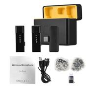 Jeffergarden Micrófonos Inalámbricos Lavalier Mic Dual Pantalla de Aluminio Aleación de Aluminio Transmisión de 30m para Videos Vlogs