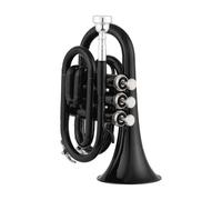 Jeffergarden Mini Trompeta de Bolsillo Instrumento de Viento Plano de Latón Bb con Estuche para Boquilla para Principiantes y Estudiantes (BLACK)