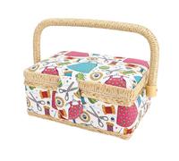 Jeffergarden Organizador de Cesta de Costura con Bandeja Extraíble, Diseño de Doble Capa, Cómodo, para Principiantes y Amantes de las Manualidades