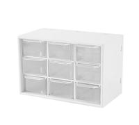 Jeffergarden Organizadores de Escritorio con Nueve Cajones de Rejilla, Organizador de Maquillaje de Plástico con Diseño a Prueba de Polvo, Ideal para Uso Doméstico y de Oficina (White)