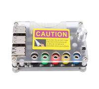 Jeffergarden Placa de Expansión de Fuente de Alimentación USB 2.0 Kit de Carcasa Acrílica Conector Adaptador de 6 Puertos con Perilla de Voltaje Adj Módulo PCB de 24 Pines para Proyectos WiFi