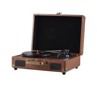 Jeffergarden Player de Discos Retro con Inalámbrico 33 45 78 RPM Tirnable para Reproducción de Cartas SD USB Puerto de de 3.5 Mm de 3.5 Mm (Brown)