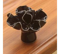 Jeffergarden Pomo de Cerámica para Gabinete, Tirador de Cajón de un Orificio de Aleación de Zinc con Diseño de Flor de Cresta de Gallo, 4 X 4 X 3,6 Cm, Fácil Instalación para Muebles de Armario y