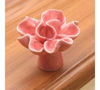 Jeffergarden Pomo de Cerámica para Gabinete, Tirador de Cajón de un Orificio de Aleación de Zinc con Diseño de Flor de Cresta de Gallo, 4 X 4 X 3,6 Cm, Fácil Instalación para Muebles de Armario y