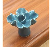 Jeffergarden Pomo de Cerámica para Gabinete, Tirador de Cajón de un Orificio de Aleación de Zinc con Diseño de Flor de Cresta de Gallo, 4 X 4 X 3,6 Cm, Fácil Instalación para Muebles de Armario y