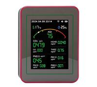 Jeffergarden Probador de Calidad del Aire, Diseño 15 en 1 Pantalla HD de 2,8 Pulgadas CO2 TVOC HCHO PM2.5 PM10 Detector de Temperatura y Humedad, con Aplicación Móvil WIFI Temporizador de (Negro y
