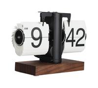 Jeffergarden Reloj Digital con Tapa, Reloj de Escritorio Mecánico Retro con PVC de Acero Inoxidable 304 y Base de Nogal Negro, Números Grandes, Pantalla de 12 Horas para Sala de Estar, Oficina, Baño