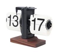 Jeffergarden Reloj Digital con Tapa Vintage, Reloj Retro Abatible 24 Horas, Acero Inoxidable 304 PVC Nogal Negro, Pantalla de Números Grandes, Ajuste de Tiempo con Perilla, para Escritorio, Oficina,