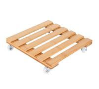 Jeffergarden Soporte para Plantas con Ruedas Planta Rodante de bambú 25 X 25 X 2 Cm Ruedas Giratorias de 360 grados Bandeja Resistente a los Arañazos para Patio Interior y Exterior Balcón Patio
