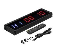 Jeffergarden Temporizador de Intervalos LED Cronómetro de Gimnasio de Aleación de Aluminio 5 Funciones Reloj de Cuenta Regresiva de 12 24 Horas con Control Remoto Inalámbrico Pantalla Brillante para