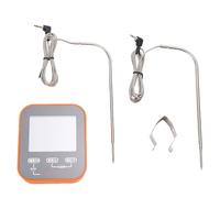 Jeffergarden Termómetro Digital para Carne con 2 Sondas, Apto para Horno | Sondas de Acero Inoxidable, 7 Tipos de Carne Preestablecidos, Alarma Alta y Baja, Parte Posterior Magnética, para Cocina