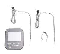 Jeffergarden Termómetro Digital para Carne con 2 Sondas, Apto para Horno | Sondas de Acero Inoxidable, 7 Tipos de Carne Preestablecidos, Alarma Alta y Baja, Parte Posterior Magnética, para Cocina