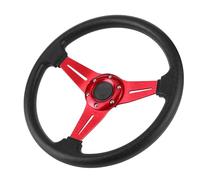 Jeffergarden Volante de Carreras Universal, Volante de Aleación de Aluminio con Adaptador de Cubo, Agarre Ergonómico para Vehículos Modificados y Entusiastas de los Automóviles (rojo)
