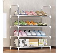 Jeffergarden Zapatero, Estante de Almacenamiento Apilable con Tubos de Hierro, Tela No Tejida de Plástico, Organizador de Ahorro de Espacio de 4, 5 y 6 Niveles para Pasillo, Armario, Dormitorio, (4
