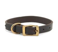 Jeffers Collar de perro de cuero Latigo plano resistente con herrajes de latón macizo, ajuste seguro ajustable para perros, collar de castaño seguro para caminar, entrenar y accesorios para mascotas