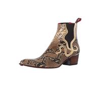 Jeffery West de los hombres Botas Chelsea con estampado de serpiente, Beige