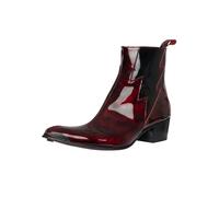 Jeffery West de los hombres Botas Chelsea de piel con cremallera Lightning, rojo