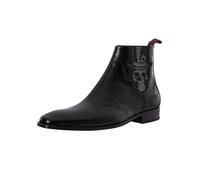 Jeffery West de los hombres Botines Chelsea de piel pulida con calavera, Negro