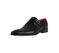 Jeffery West Hombre Zapatos De Cuero con Hebilla Pulida, Black, 41 EU