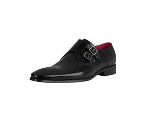 Jeffery West Hombre Zapatos De Cuero con Hebilla Pulida, Black, 41 EU