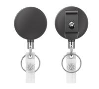 JEFURE 2 Piezas Llaveros Extensible Retráctiles con Cable de Acero de 68cm, Heavy Duty Llavero Retráctil Resistente, Llavero Extensible para Tarjetas de Identificación y Llaves,Gris Metalizado