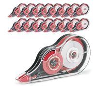 JEFURE Cintas Correctoras 16 Piezas, 12m x 5 mm Cinta Correctiva, Correction Tapes con Capuchón Protector y Rodillo Adhesivo., Roller de Corrección para Material Escolar y Oficina (Rojo)