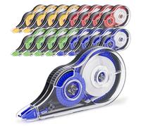 JEFURE Cintas Correctoras 16 Piezas, 12m x 5 mm Cinta Correctiva, Correction Tapes con Capuchón Protector y Rodillo Adhesivo., Roller de Corrección para Material Escolar y Oficina(4 Colores)