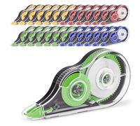 JEFURE Cintas Correctoras 24 Piezas, 12m x 5 mm Cinta Correctiva, Correction Tapes con Capuchón Protector y Rodillo Adhesivo., Roller de Corrección para Material Escolar y Oficina(4 Colores)