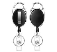 JEFURE Llavero Retractil Pack de 2, Llavero Extensible Retractil con Clip de Bolsillo, Llavero Extensible con Cordón Extensible de 63 cm, Llavero Retractil Tarjetas, para Portaidentificación y Llaves