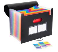 JEFURE Organizador de archivos de acordeón A4, carpeta expandible de 13 bolsillos, organizador de documentos con tarjetas adhesivas, organizador portátil de recibos para el hogar, oficina y escuela